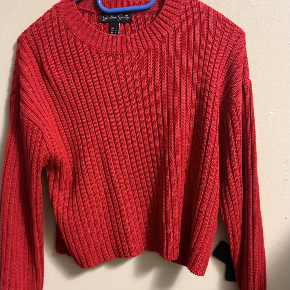 Signature Studio Women's Vibrant Red Crew Neck Sweater